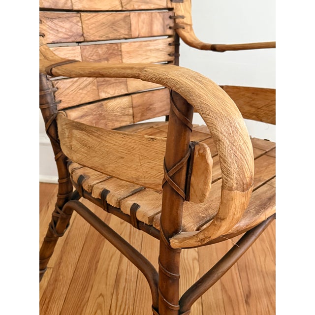 Midcentury Folk Art Southwestern Chair With Leather and Bentwood, Circa 1960s For Sale - Image 9 of 15
