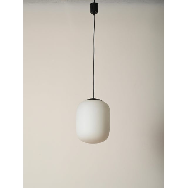 Stilnovo Mid-Century Pendants in Opaline Glass and Metal from Stilnovo, Italy, 1960s, Set of 2 For Sale - Image 4 of 12