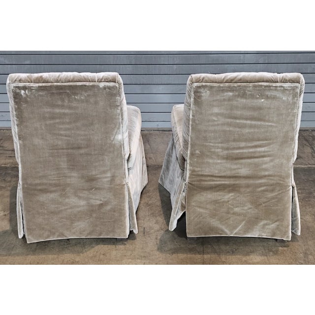 Textile Pair of Late 20th Century Baker Furniture Slipper Chair Lounge Chair High End Velvet Upholstery For Sale - Image 7 of 10