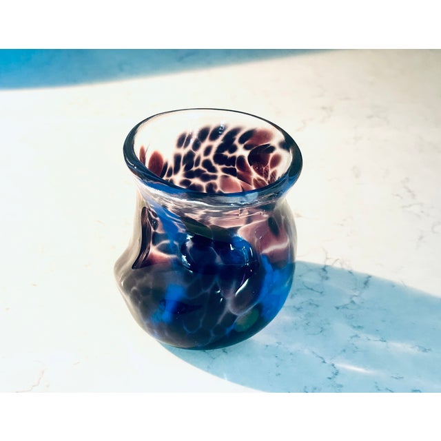 Mid-Century Modern Murano Art Glass Flower Vase Italian Hand Blown Mid-Century Modern For Sale - Image 3 of 9