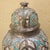 Tall Hand Painted Moroccan Resin and Metal Inlay Vase / Turquoise For Sale - Image 4 of 6