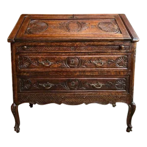 Antique French Carved Oak Secretary Desk Bureau Drop Front Louis XV C1920