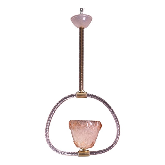Pink Murano Glass Pendant by Barovier & Toso, 1940s For Sale