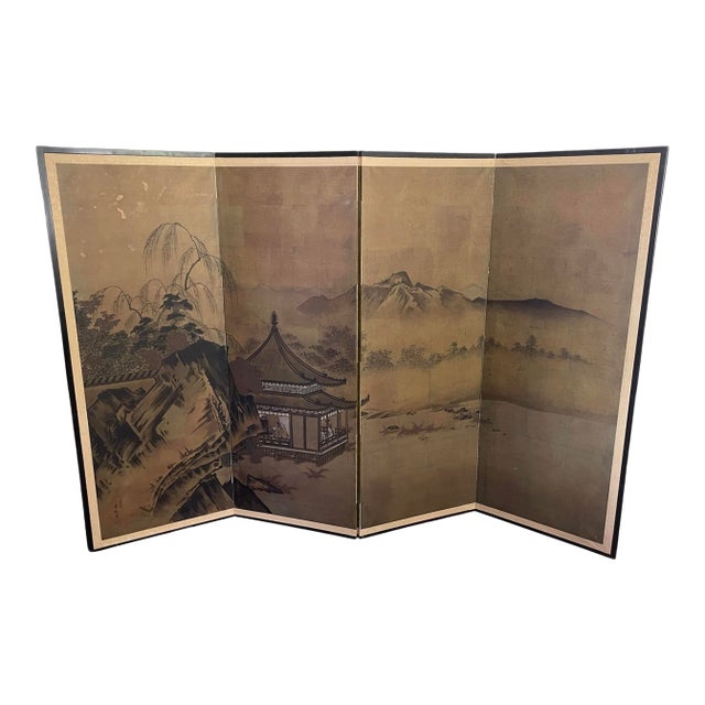 1950s Japanese Landscape Screen For Sale