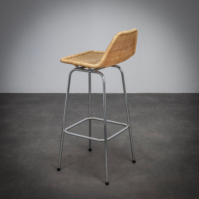 Wood Rattan Bar Stools by Rohé Noordwolde, Netherlands, 1960s, Set of 5 For Sale - Image 7 of 12