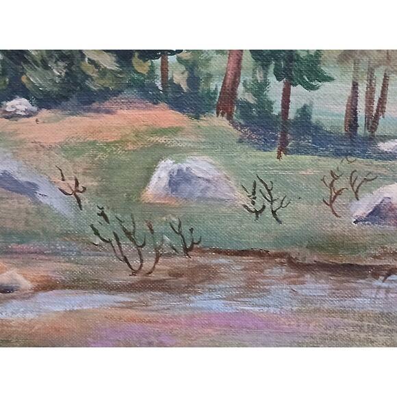 1940s Mountain Meadow Landscape Painting Original by Mitton Large Nature For Sale In San Diego - Image 6 of 16