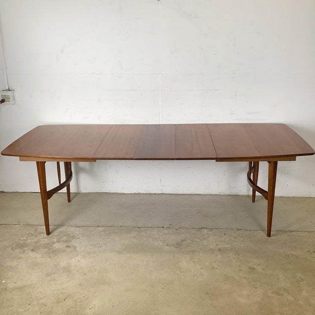 Mid-Century Walnut Extension Dining Table, Sculpted Base For Sale - Image 18 of 18