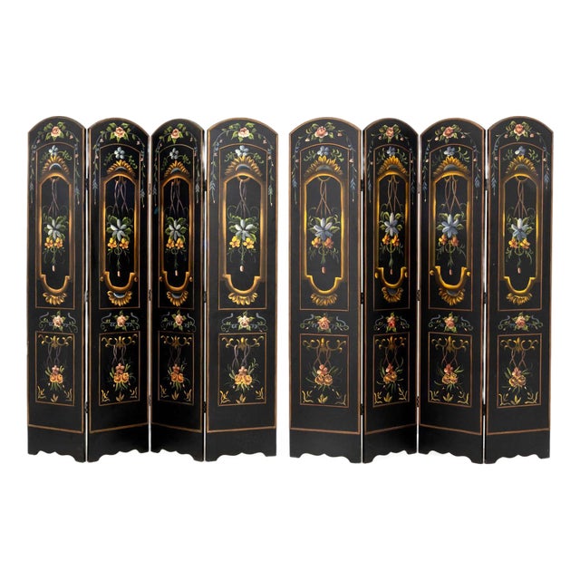 Victorian Style Ebonized Floor Screens, Pair For Sale
