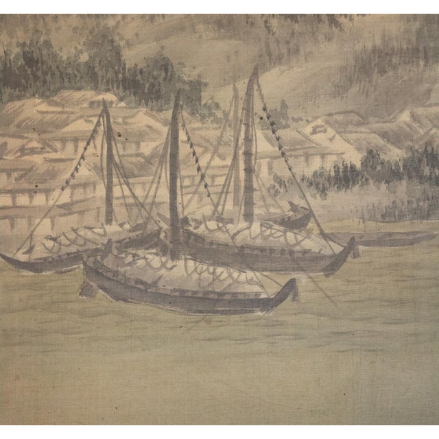 XL "Seascape" by Matsunami Tōsui, Taisho Era Japanese Monochrome Scroll Painting For Sale - Image 10 of 18