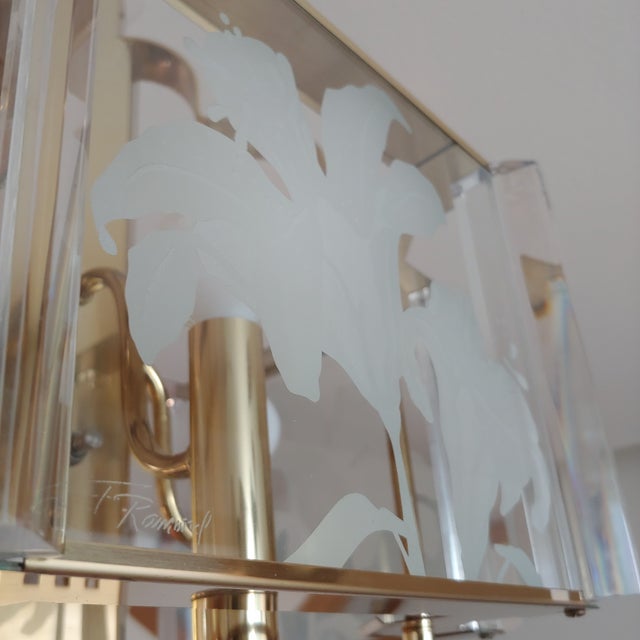 1980s Postmodern Fredrick Ramond Glass Brass Chandelier For Sale In Seattle - Image 6 of 7