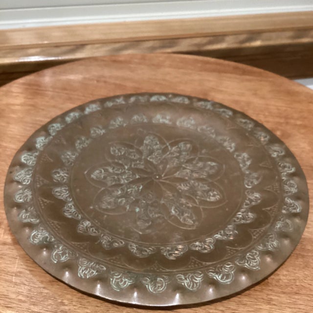 Late 19th Century Antique Highly Crafted and Detailed Moroccan Cooper Plate For Sale - Image 13 of 13