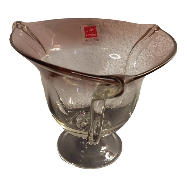 1980s Bormioli Rocco in Italy Clear & Amethyst Umbra Pedestal Vase For Sale