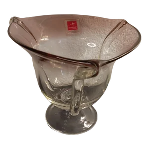 1980s Bormioli Rocco in Italy Clear & Amethyst Umbra Pedestal Vase