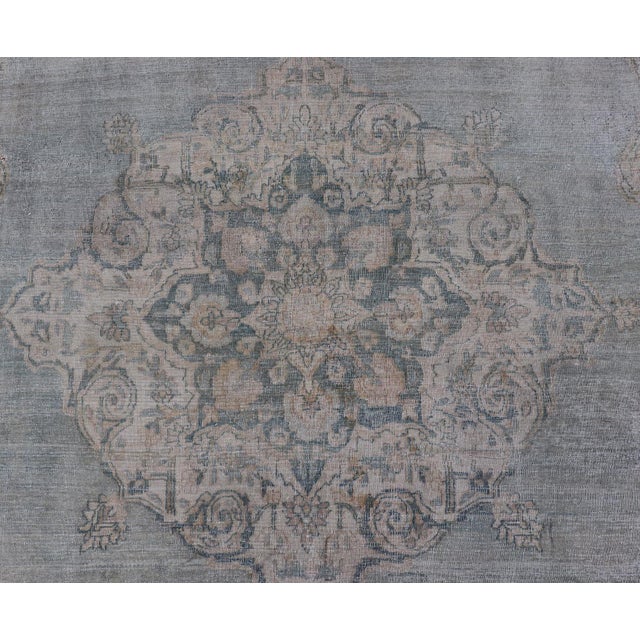 Textile Antique Persian Khorassan Rug With Soft Blue and Taupe Allover Medallion 9'7 X 13 For Sale - Image 7 of 16