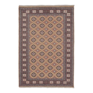 Vintage Bokhara Rug in Golden Beige With Geometric Patterns - Rug & Kilim For Sale