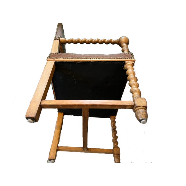 Pair of Early 20th Century Barley Twist Armchairs Covered in Floral Tapestry Style For Sale - Image 4 of 14