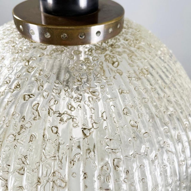 Mid-Century Modern Italian Pendant Light in Molded Glass with Brass and Metal, 1950s For Sale - Image 11 of 16