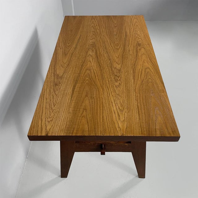 Rene Gabriel Mid-Century Modern French Oak Dining Table from René Gabriel, 1950s For Sale - Image 4 of 13