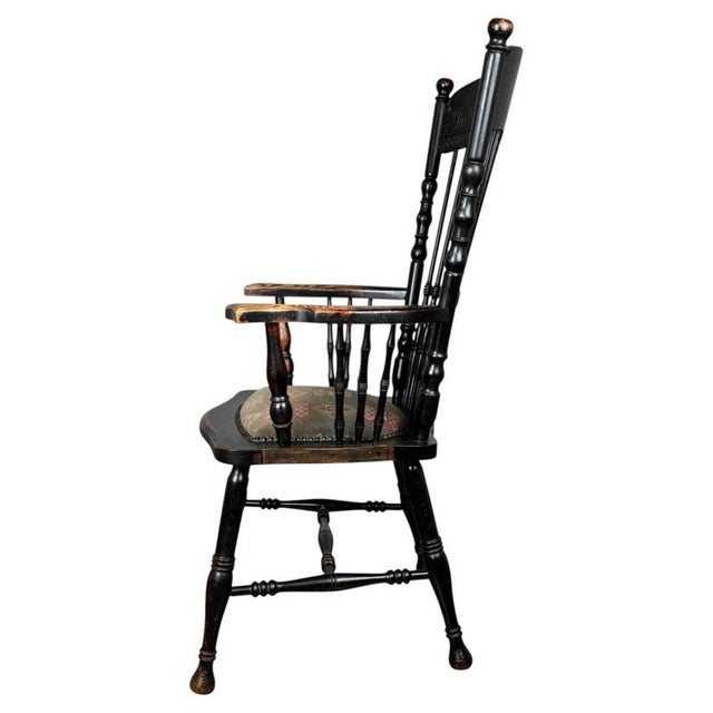 Gold 19th Century Ebonised Oak Windsor Armchair For Sale - Image 8 of 12