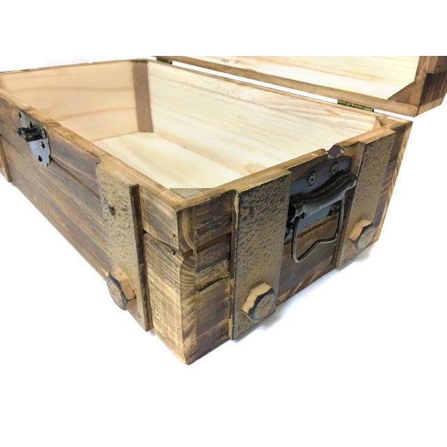 Wooden Box With Metal Decor Storage Box Chairish