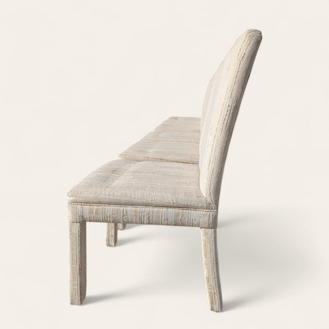 Postmodern Upholstered Dining Chairs in Textured Cream Fabric, 1980s Set of 6 For Sale - Image 17 of 18