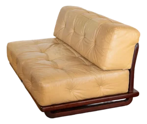 Vintage 1970s Italian Leather Rosewood Loveseat