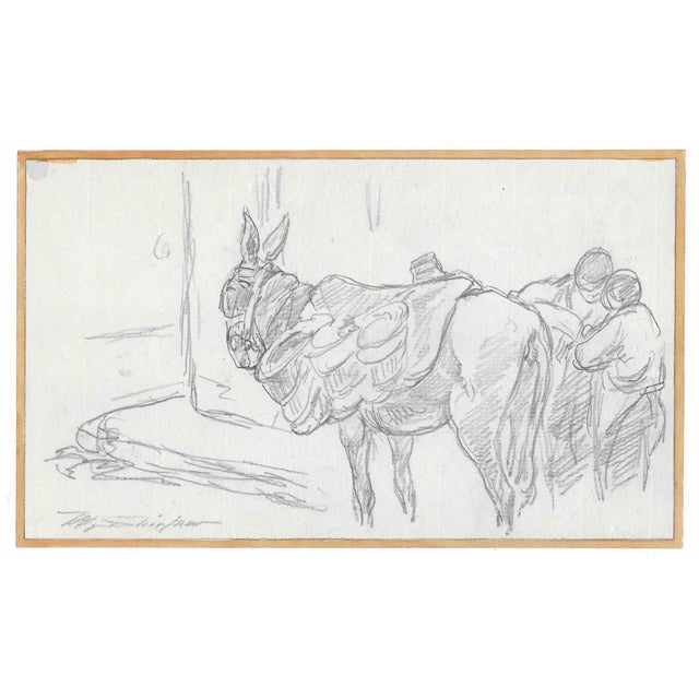 Traditional Walter Shirlaw Drawing of Donkey on Madrid Street For Sale - Image 3 of 3
