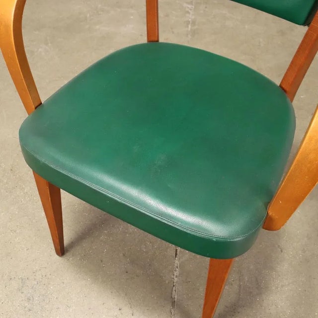 Beech and Faux Leather Dining Chair, 1960s For Sale - Image 5 of 9