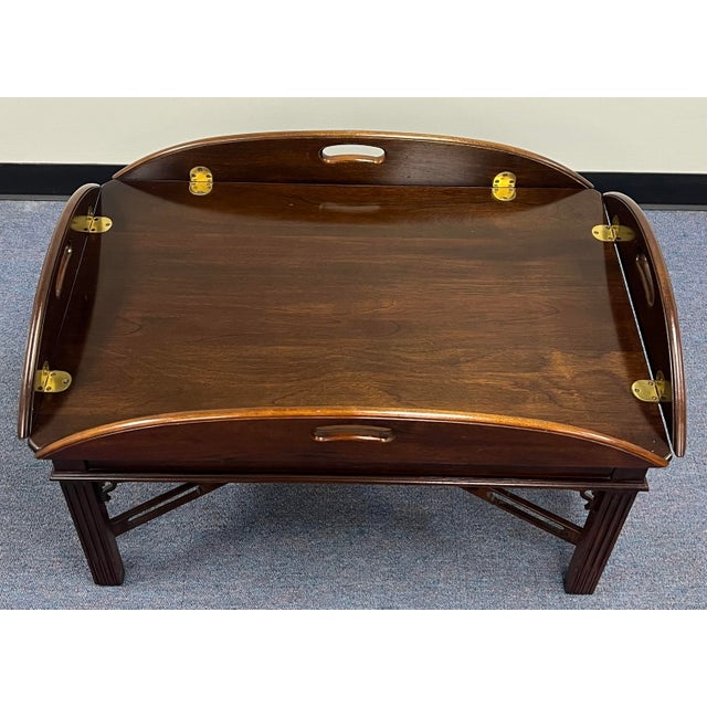 1990s Knob Creek Mahogany Chinese Chippendale Butlers Tray Coffee Table For Sale - Image 5 of 11