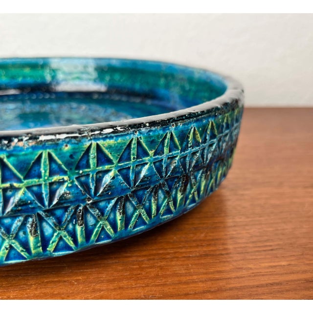 Large Mid-Century Modern Rimini Blu Pottery Bowl by Aldo Londi for Bitossi, Italy, 1960s For Sale - Image 14 of 18
