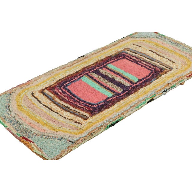 Rug & Kilim Antique Hooked Rug With Polychromatic Geometric Patterns | Rug & Kilim For Sale - Image 4 of 7