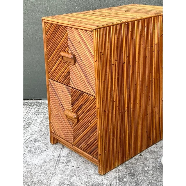 Late 20th Century Vintage Pencil Reed Two-Drawer Filing Cabinet For Sale - Image 5 of 12
