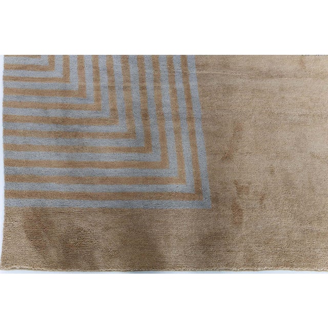 Modern Art Deco Tan Rug "Skyscape" Bauhaus Patterned Sunset Skyline For Sale In New York - Image 6 of 9