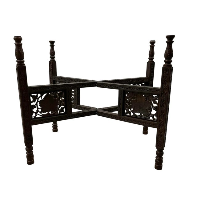 Mid 20th Century Mid-Century Moroccan Oval Brass Tray Table For Sale - Image 5 of 14