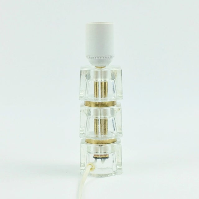 Scandinavian Glass & Brass Bedside/Table Lamp Attributed to Carl Fagerlund for Orrefors, Sweden, 1960s For Sale - Image 6 of 9