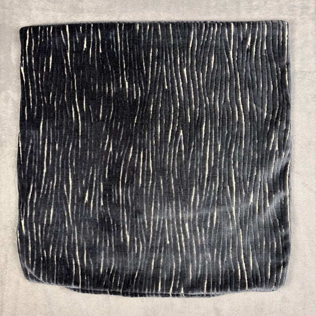 Handmade Charcoal Black Cut Velvet Throw Pillow Cover 22x22 Textured Abstract For Sale In Atlanta - Image 6 of 6