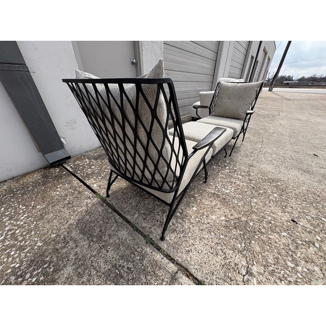 Pair of Italian Maurizio Tepestini Wrought Iron Chairs and Ottoman For Sale - Image 9 of 14