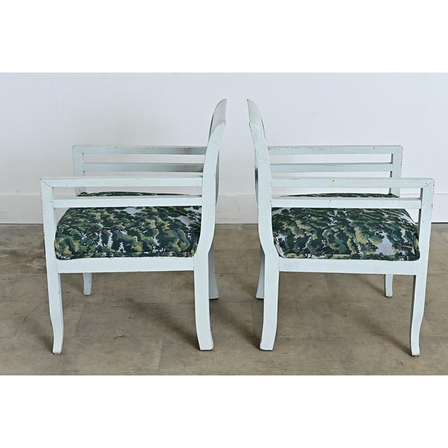 19th Century Pair of Biedermeier Painted Armchairs in New Upholstery For Sale - Image 9 of 10