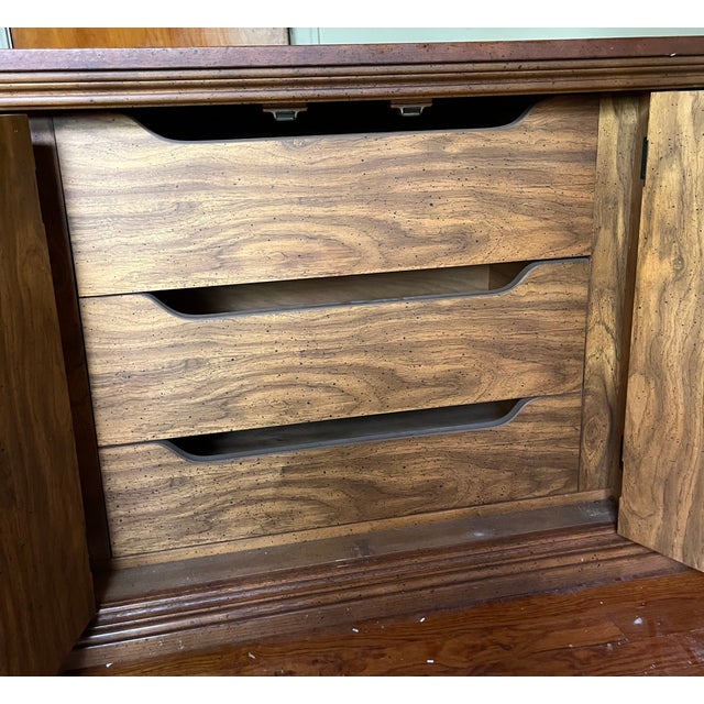Spanish Revival Vintage 1970s Bassett Spanish Revival Mediterranean 9-Drawer Triple Dresser For Sale - Image 3 of 9