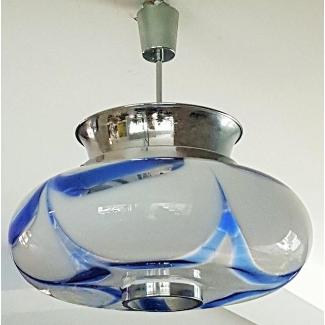 Pendant Lamp in Blue Glass and Chrome from Mazzega, Italy, 1960s For Sale - Image 14 of 18