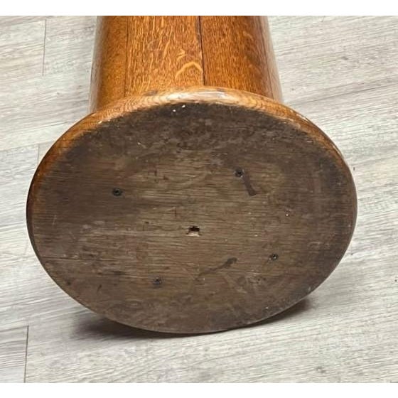 Chocolate Vintage Marble Top Oak Column Pedestal For Sale - Image 8 of 8