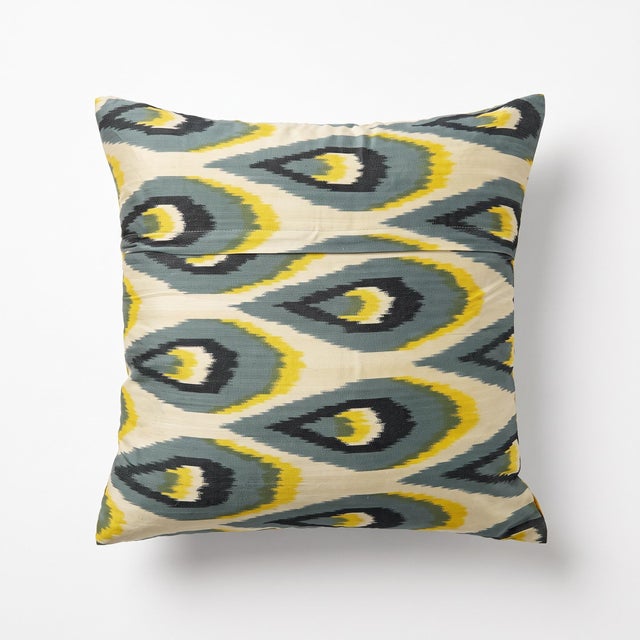 Contemporary Outpost Original Gold Tulip Suzani Pillow For Sale - Image 4 of 6