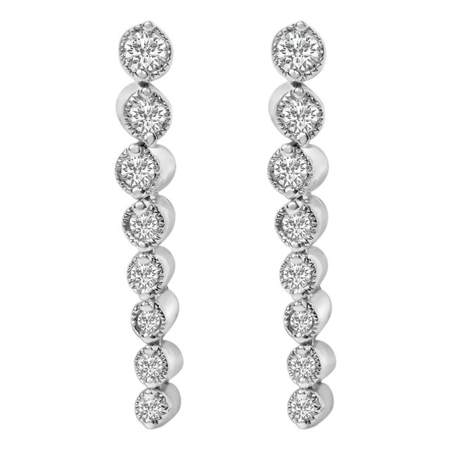.925 Sterling Silver 1/4 Cttw Diamond Graduated Dangle Earrings, A Pair For Sale