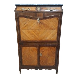 Louis XV Secretary in Marquetry and Wood Veneer, 18th Century For Sale