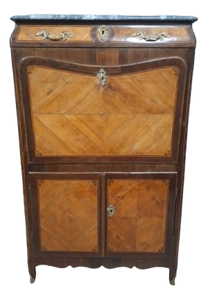 Louis XV Secretary in Marquetry and Wood Veneer, 18th Century