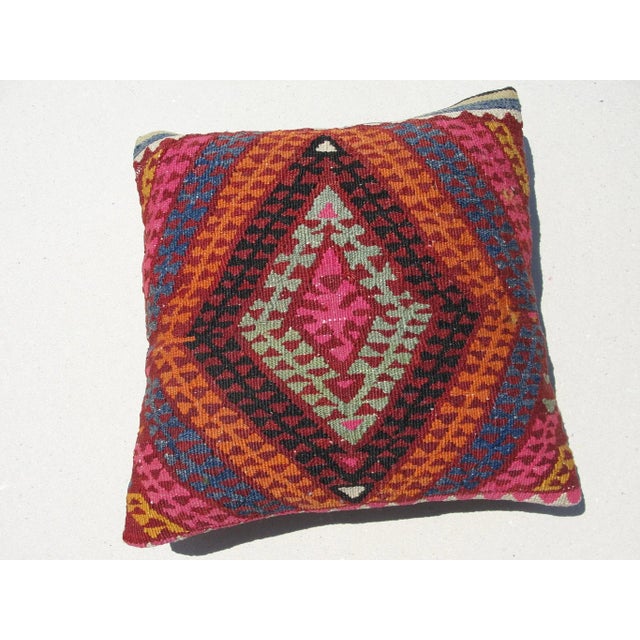 Turkish Kilim Rug Pillow For Sale - Image 3 of 13