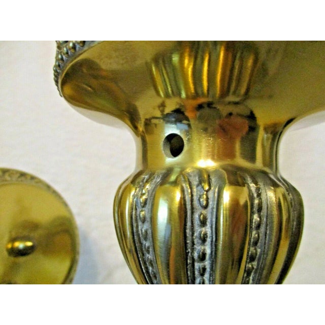 1920s Victorian Tall Gilt Bronze Balustrade Converted Gas Adjustable Wall Lamp Sconce For Sale In Miami - Image 6 of 13