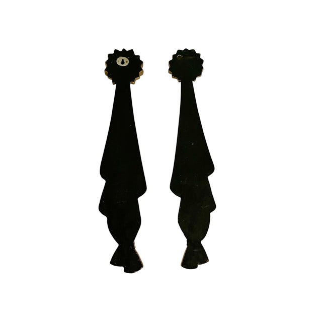 Black Pair Vintage Resin Dorothy Draper Style Trompe L’oeil Tassel and Drapery Wall Brackets For Sale - Image 8 of 12
