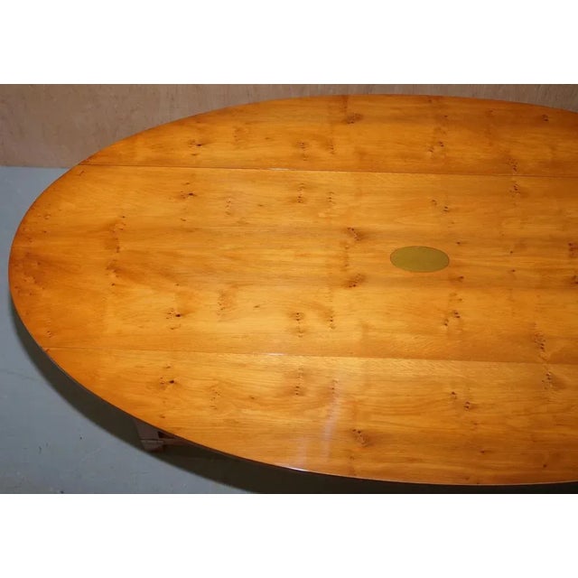 Burr Yew Wood Extendable Oval Campaign Coffee Table from Bevan Funnell For Sale - Image 6 of 18