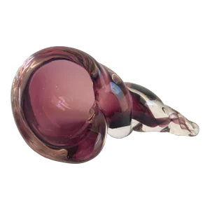 Vintage Murano Glass Sea Shell Purple Amethyst Art Glass Signed Seguso Murano